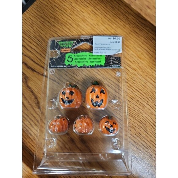 MINIATURE 5 pc. Jack-o-lantern HALLOWEEN PUMPKIN SET by Lemax® Spooky Town New - Picture 1 of 2